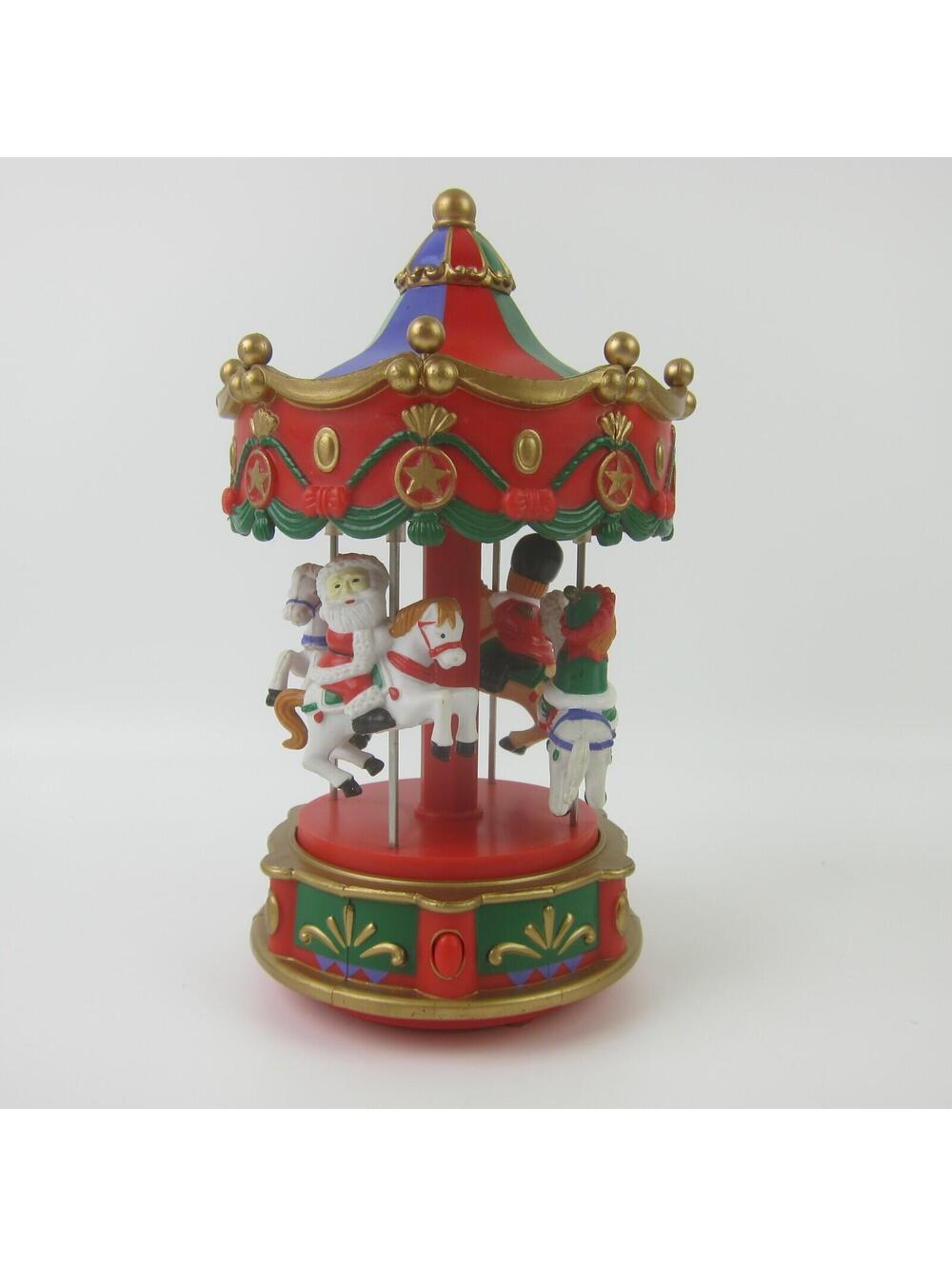 Vintage Christmas Electronic Carousel Horses Move & Plays 12 Melodies With Box - Picture 2 of 16